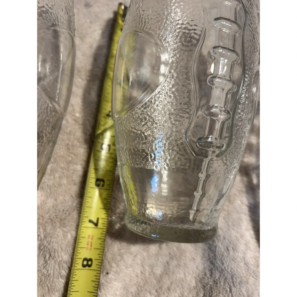 Set Of 3 Football Shaped Drinking Glasses Clear Football NFL Fan Vintage